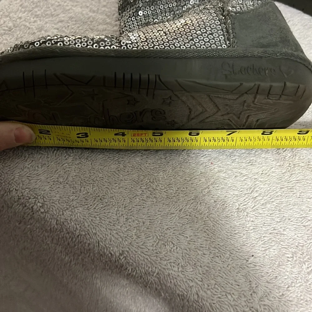 Sparkly Sketchers Toasty Toes Girls Sparkly Silver Sequins Boot
